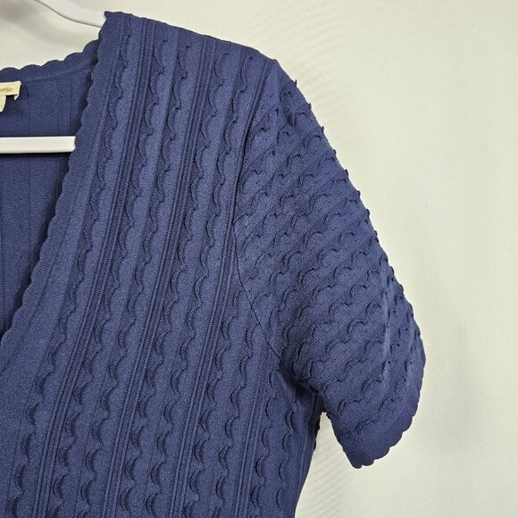 Shoshanna Janice Textured Knit Dress in Navy Blue - Size L - Picture 4 of 10